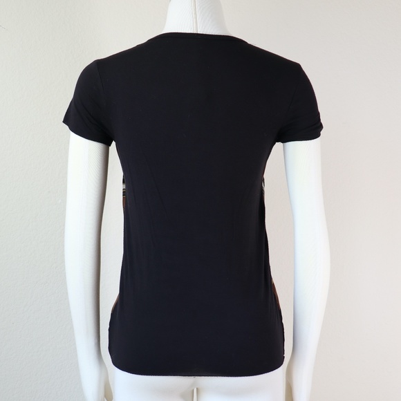 Short sleeve top w/silk front & black tee back - Picture 2 of 11